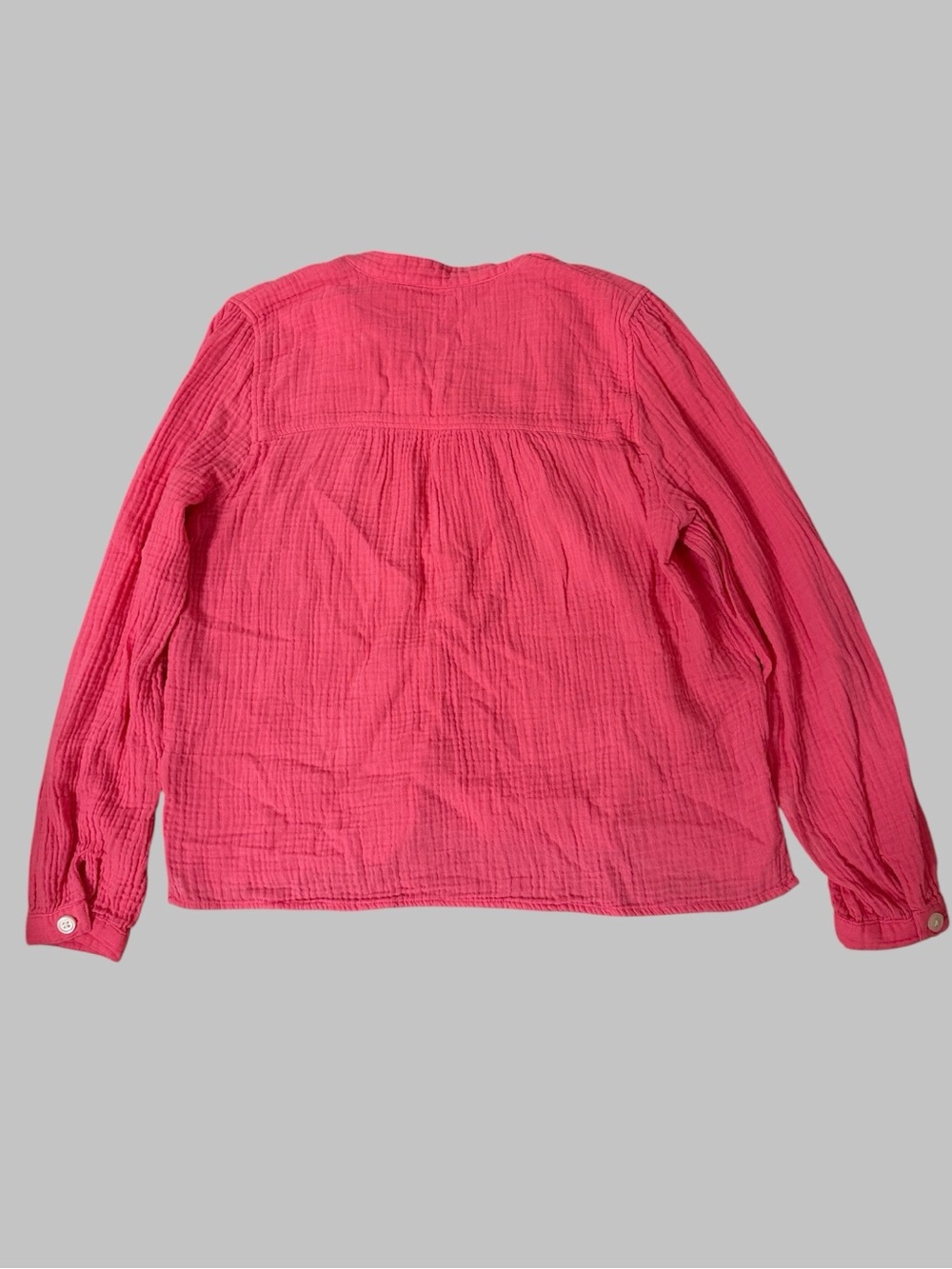 J. Crew Fresco Cotton Gauze Vivid Begonia Pink Long-Sleeve Top - Picture 5 of 5